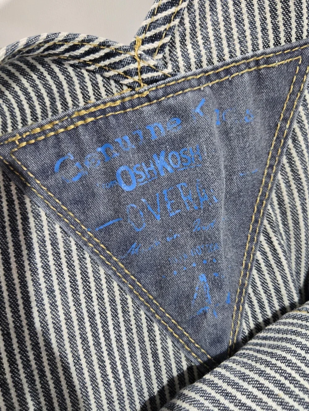 Oshkosh B'gosh Blue Striped 4t Boys Overalls 100% Cotton Copper Buttons